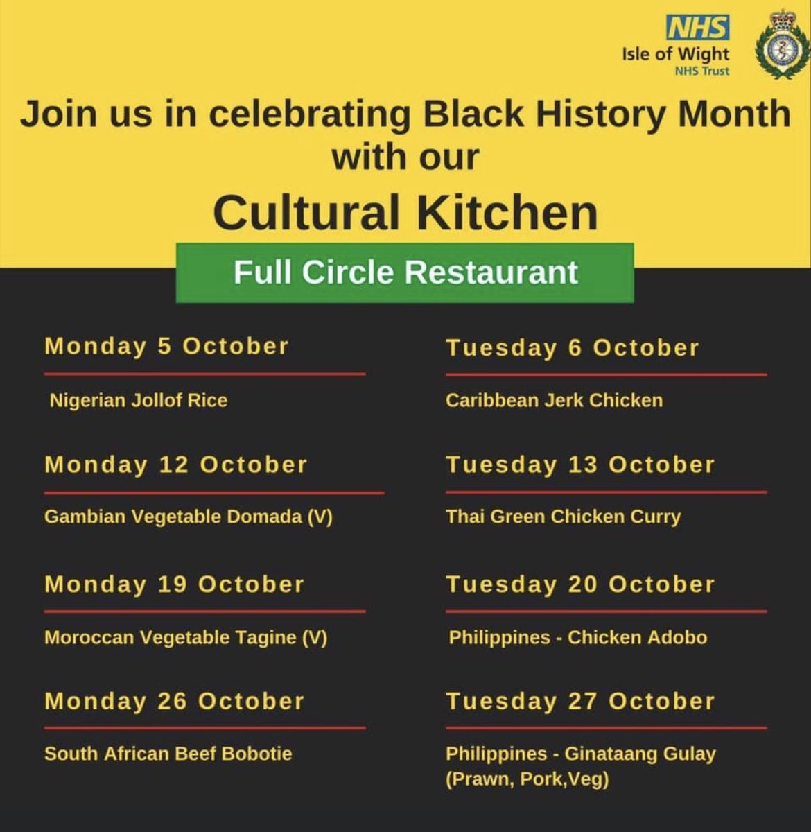 Ricky Somal (@ricksomal) on Twitter photo Big thank you to #FullCircleRestaurant <a href="/IOWNHS/">Isle of Wight NHS Trust</a> and @PitherHazel for organising #CulturalKitchen to celebrate #BlackHistoryMonth Big thank you to #FullCircleRestaurant <a href="/IOWNHS/">Isle of Wight NHS Trust</a> and @PitherHazel for organising #CulturalKitchen to celebrate #BlackHistoryMonth