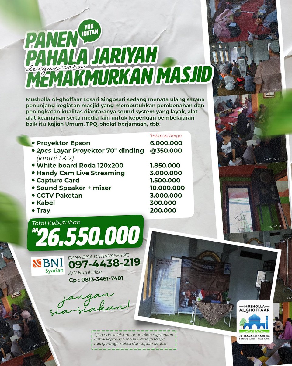 Yuk Ikutan!
Panen Pahala Jariyah...
@singosarimengaji