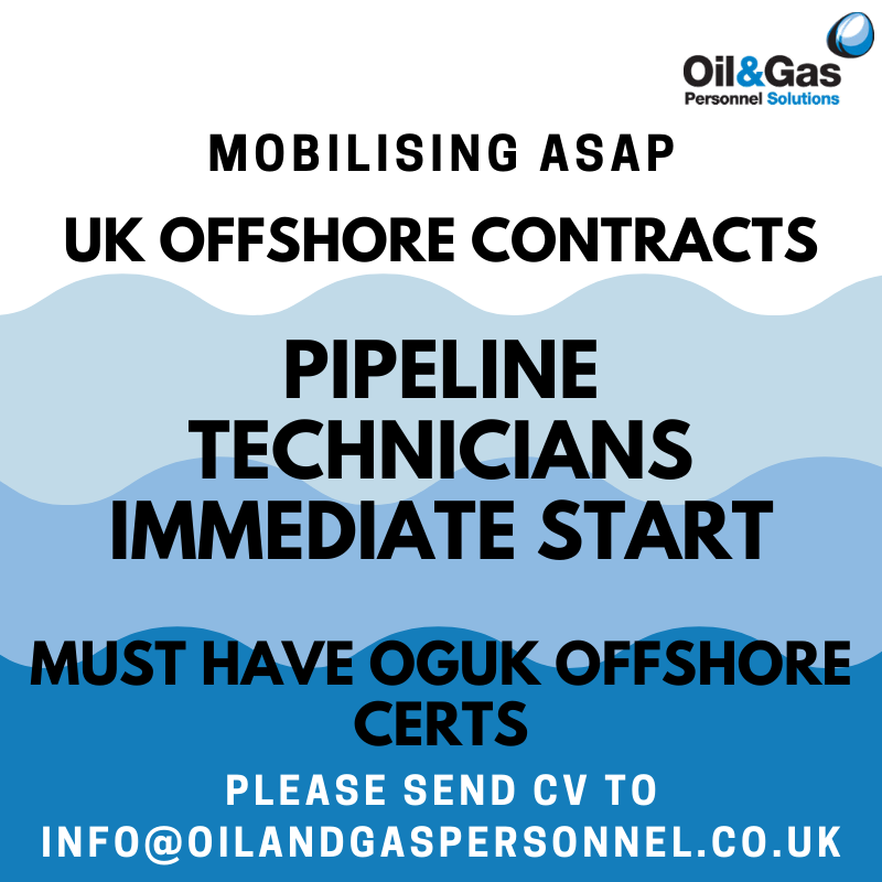 Pipeline Technicians required for mobilisation offshore tomorrow (Tuesday 6th Oct). 

Please submit your CV via bit.ly/CV-to-Oil-and-…
If the above link isn't working you can also email to info@oilandgaspersonnel.co.uk