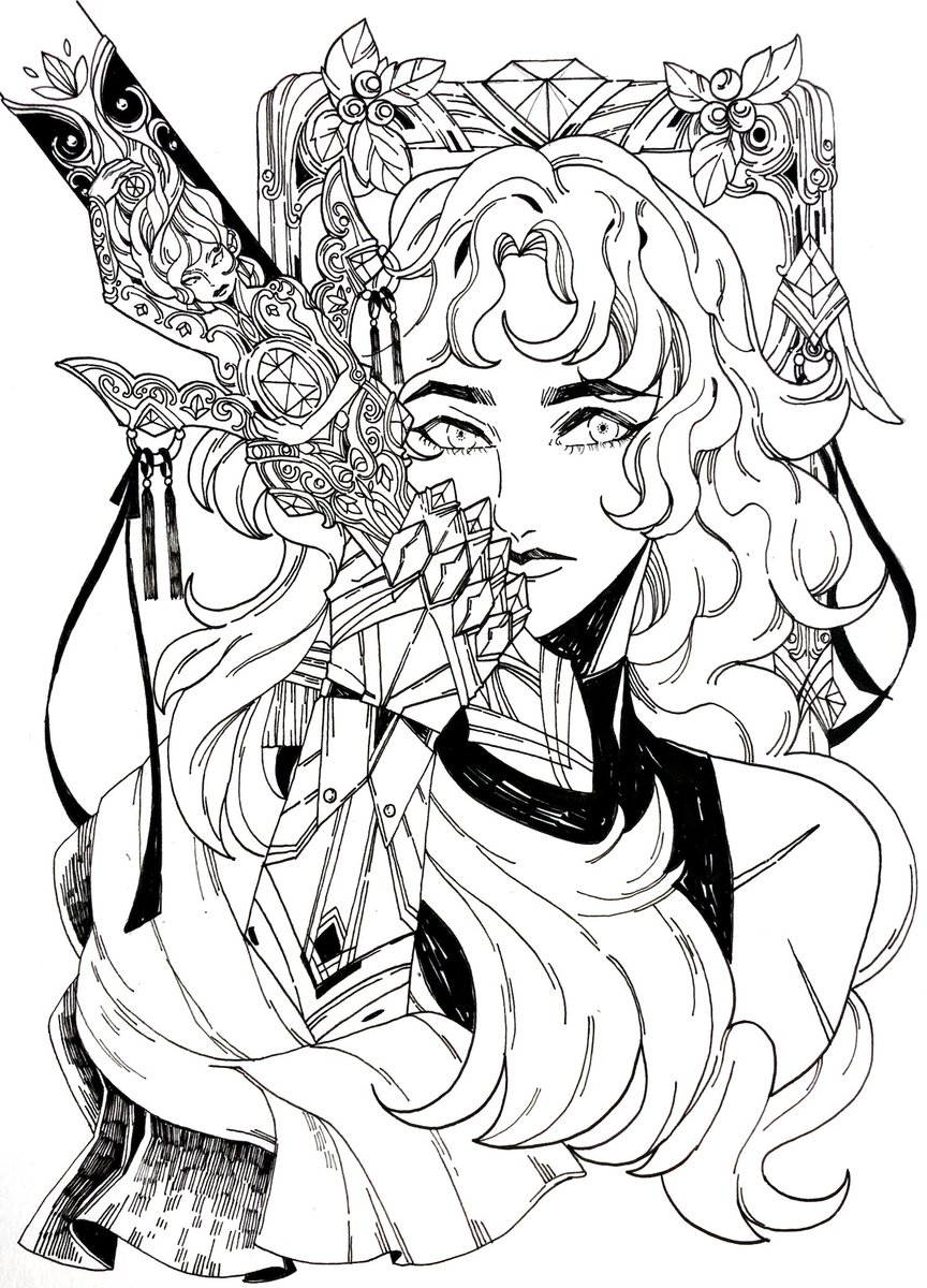 INKTOBER DAY 5. BLADE - Audra The Lightning knight holding her beloved blade⚡️The blessing of the goddess. Inked with Copic multiliner and brush, coloured digitally  #inktober2020 #ArtistOnTwitter #inktober