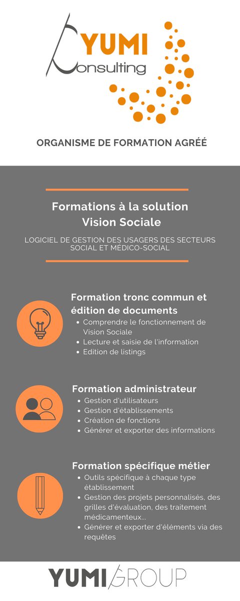 YumiGroup's tweet photo. Yumi Consulting vous accompagne pour vous former à la solution Vision Sociale 😉
#formation #progiciel #social et #MédicoSocial https://t.co/GDgab2Ipgp