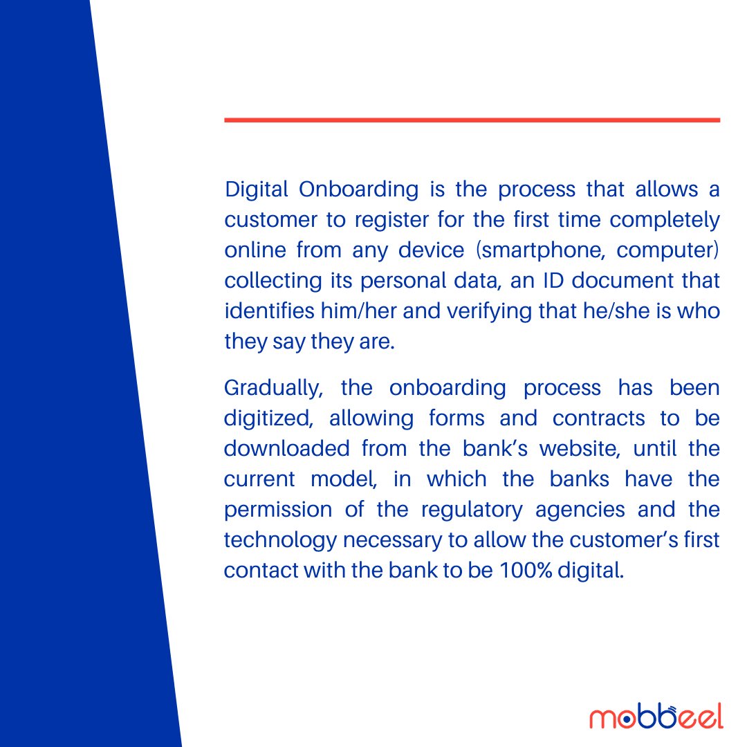 mobbeel's tweet photo. What is Digital Onboarding? Tired of hearing about #DigitalOnboarding without really understanding what does it mean? Take a look at this post to understand its meaning when it comes to #financialsector

#digitalonboarding #identityverification #youarethekey https://t.co/fzXYtamjCX