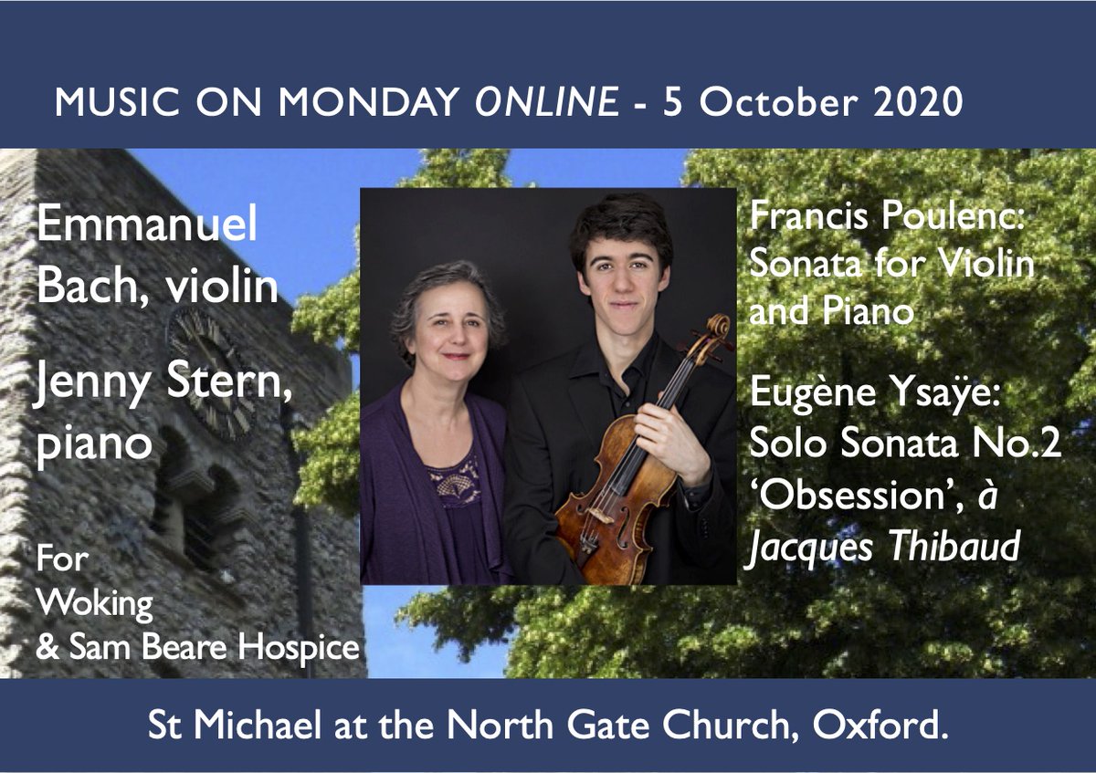 smng_oxford's tweet image. Music for your ears and delight for your heart: Violinist Emmanuel Bach and Jenny Stern present Ysaÿe and Poulenc - online, 1pm today. 

youtu.be/phsxrXCM5iw