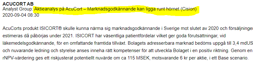 AktieVarlden's tweet photo. #AcuCort
Marknadsgodkännande runt hörnet = ny analys = ny riktkurs
Vi bör ha marknadsgodkännande inom 1 vecka https://t.co/PmYAz2fSMm