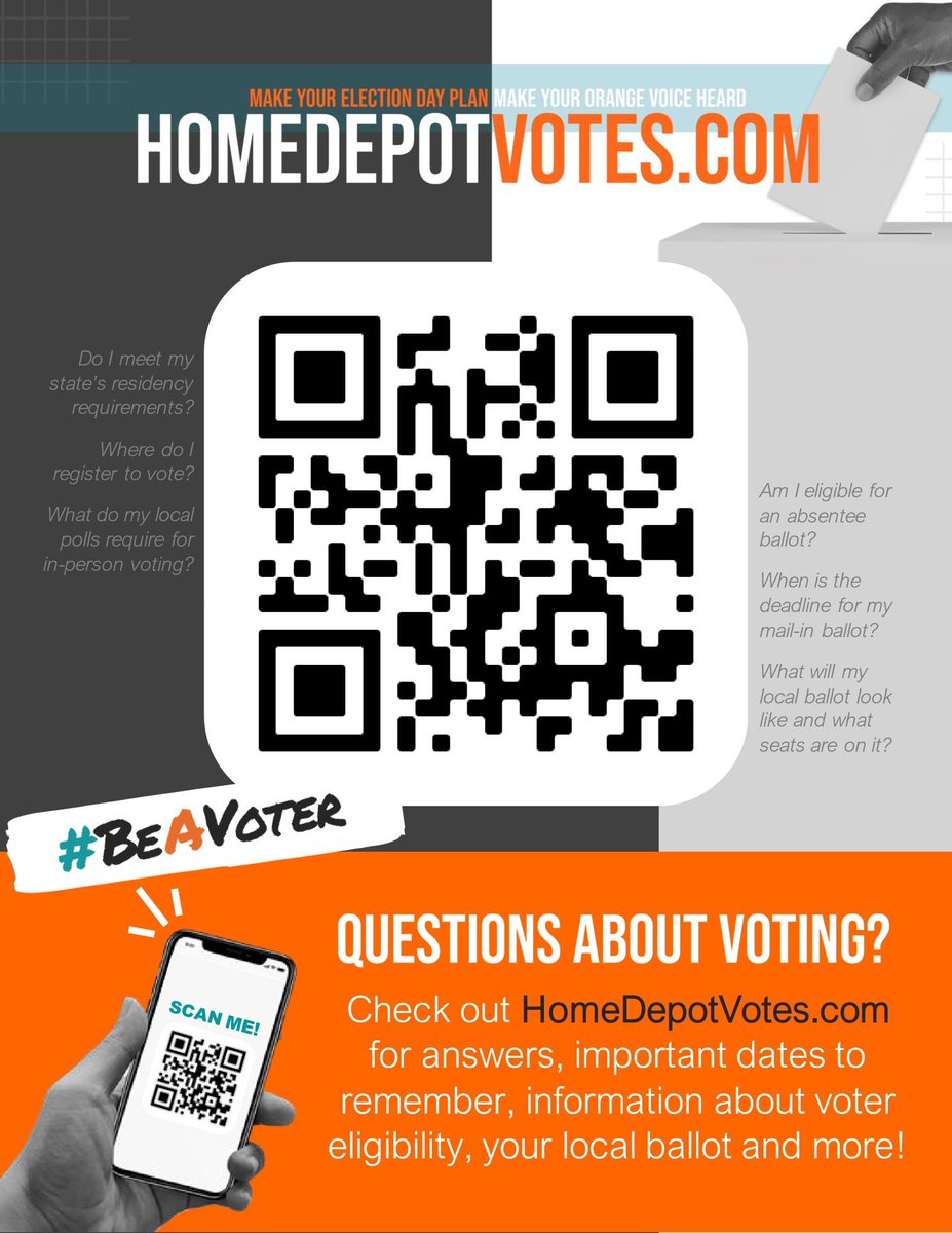 Need Help with your Election Day plans??? Head to homedepotvotes.com and #BeAVOter <a href="/HomeDepotGR/">The Home Depot Government Relations</a>
