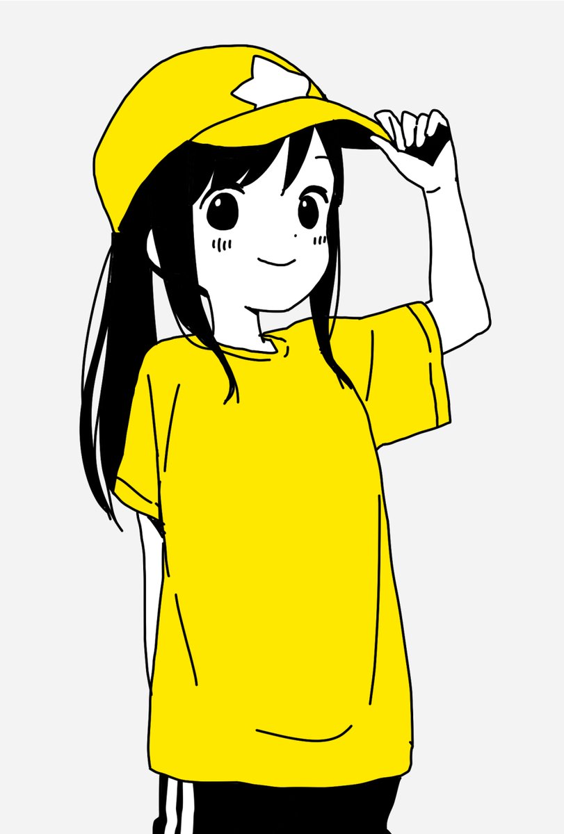 1girl solo hat smile shirt yellow shirt simple background  illustration images