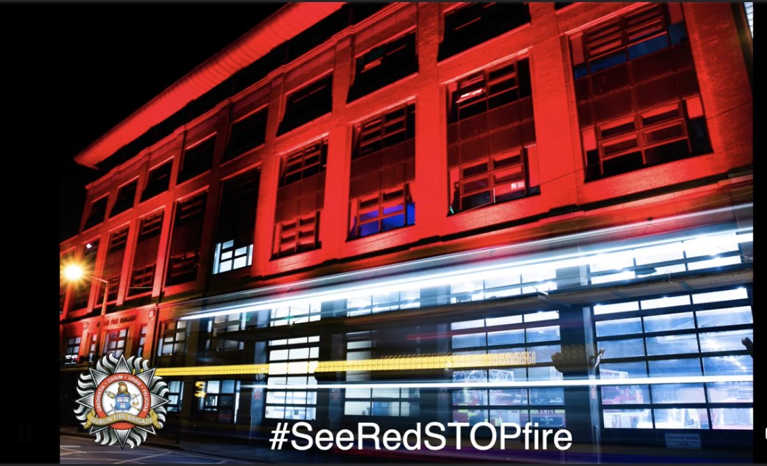 ⭐️Fire Safety Week ⭐️
We lit up @DubFireBrigade  HQ this week for National Fire Safety Week. 5th-11th October 2020. 
#SeeRedSTOPFire #firesafetyire