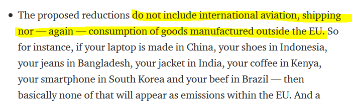 The 2nd argument is more credible. Not including these emission sources is certainly problematic. But it's not 'cheating' by EU, it's standard  #UNFCCC accounting. So why blame the EU?(plus, consumption-based accounting isn't straightforward, ask  @Peters_Glen)[4/n]  #EUClimateLaw