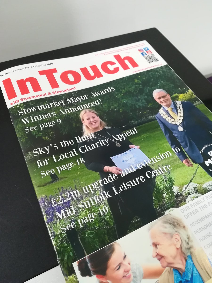 We're loving the In Touch front cover revamp, and the fact that we've made the cover with one one of our wonderful Mayor Award winners! @InTouchEast #Stowmarket #StowmarketTownCouncil #MayorAwards #CommunityAwards @StowmarketMayor #StowmarketCommunity  #InTouch #communitymagazine