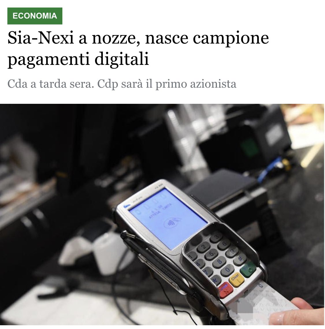 GiuseppeConteIT's tweet image. È stato compiuto un nuovo passo per accelerare il processo di digitalizzazione del nostro Paese. Con la fusione tra Sia e Nexi, realizzata grazie al ruolo di investitore di lungo periodo di CDP, nasce oggi un campione europeo dei pagamenti digitali a trazione italiana.