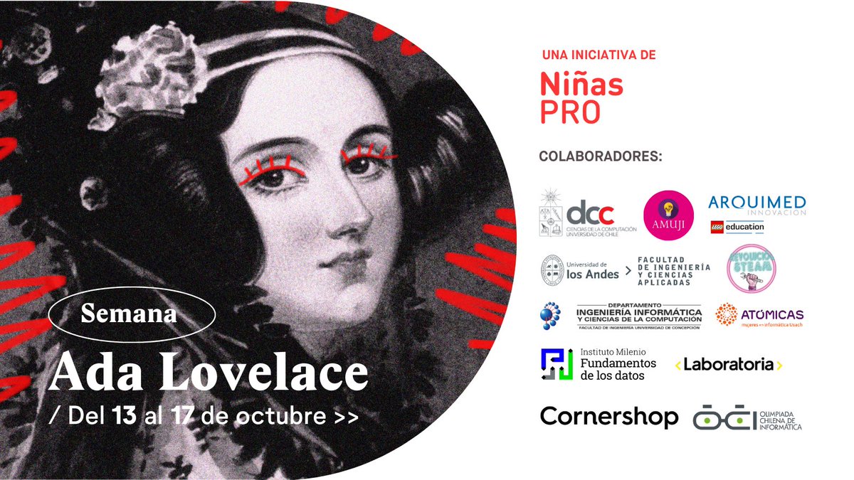 ninasPro's tweet image. Desde el 13 al 17 de Oct, te invitamos a sumarte a la #SemanaAdaLovelace organizada por @ninasPro. Participa de diversos talleres y charlas de forma remota dictadas por niñas y mujeres en el área de STEM💪💜
Para + info visita ada.ninaspro.cl
#DíaInternacionalAdaLovelace
