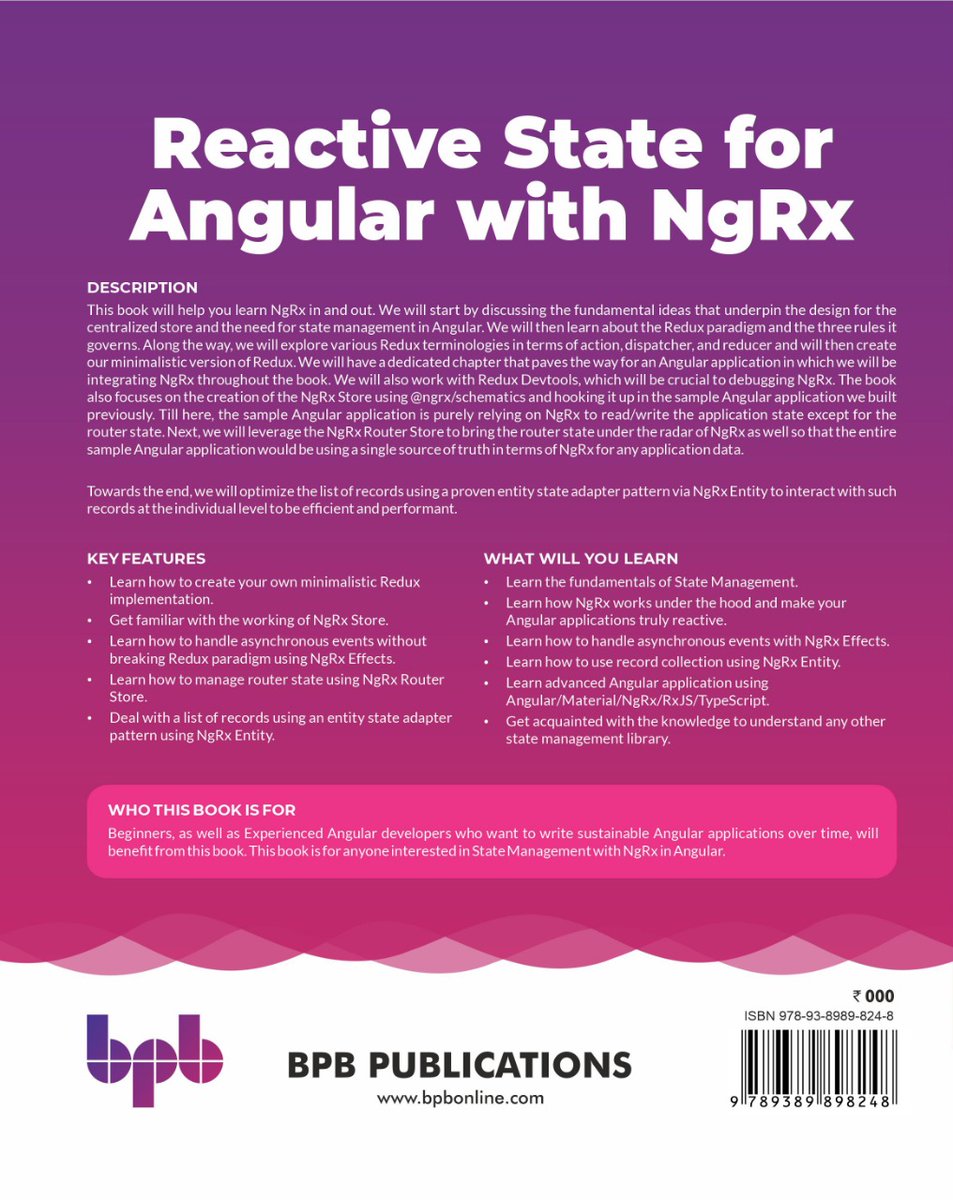 codef0rmer's tweet image. After a few dreadful months, I finally have something +ve to share!

After Manning and Packt, I was fortunate to write for Asia&apos;s largest publisher @bpbonline on @ngrx_io 🥳

Special thanks to the reviewers @pankajparkar @srashtisj and @danwellman 👏 🙏