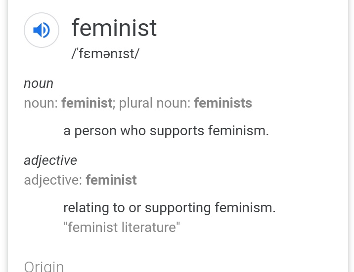 " Feminist means a person who supports feminism / womens " Feminism is about working against the systems built to keep certain groups of people oppressed, and striving towards equality for everyone.
