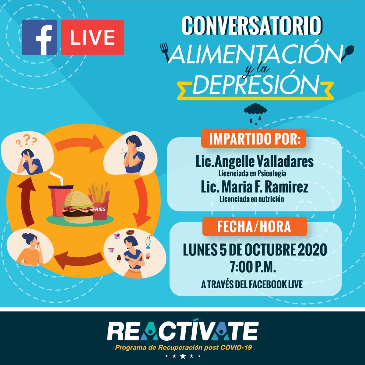 AngelleVallada2's tweet photo. Hay cosas que ni te imaginas... Conectate y te contaremos como la alimentación influye en la depresión #reactivatehn @HONDURASPAZYCON @AlitaHernandez #todosconmascarilla #HondurasConHechos https://t.co/VNXhBCPTZs