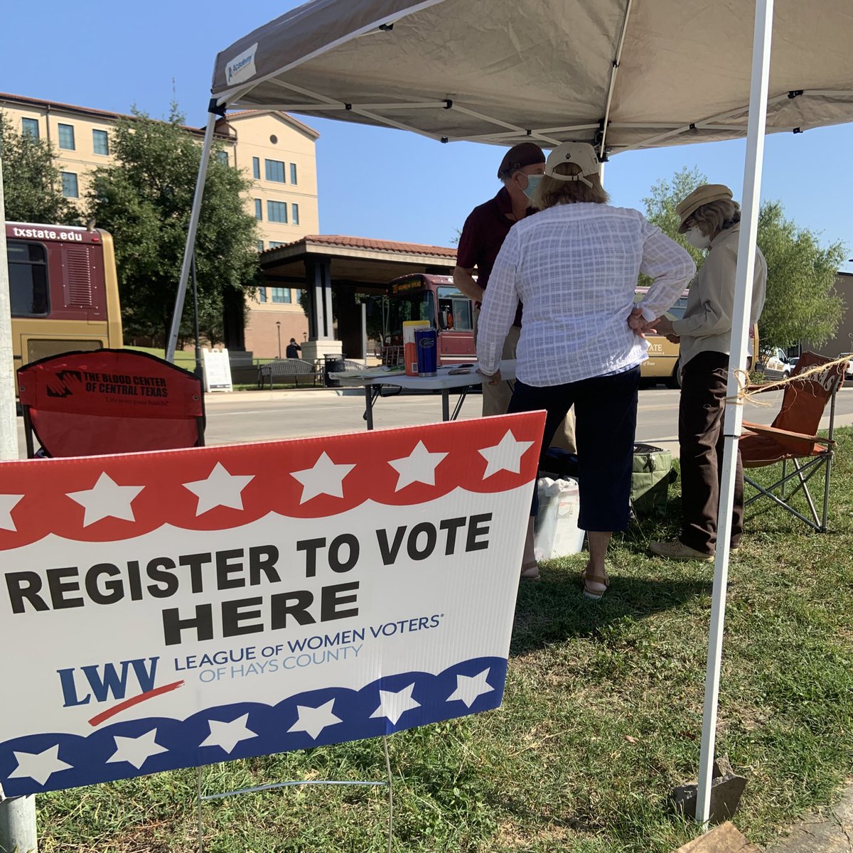 #TXST: LAST DAY TO REGISTER (or update address) FOR VOTING

Register at voteTexas.gov or in-person right next to campus near UAC, Jones Dining, Bus Stops, etc at <a href="/ucmtxstate/">United Campus Ministry TXST</a>. Free parking for voter registration! #smtx 
<a href="/UniversityStar/">The University Star</a> @KTSW_899 <a href="/txst/">Texas State University</a>