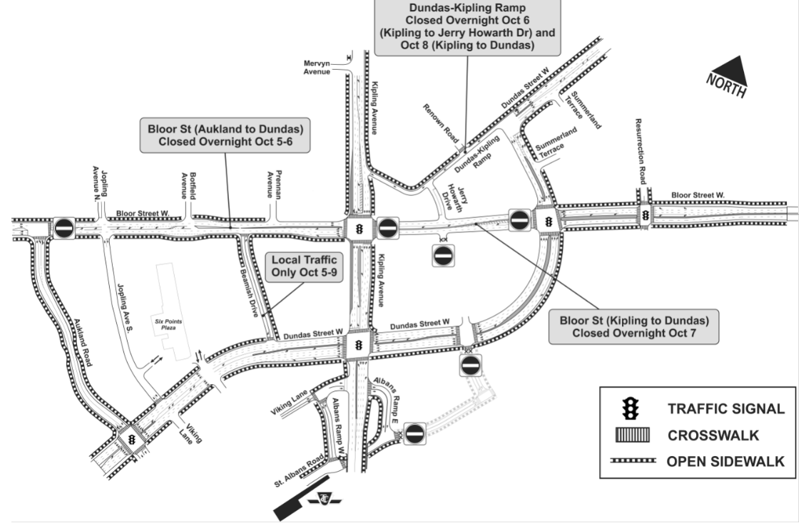 stephenholyday's tweet photo. Important news re: Six Points construction: traffic restrictions &amp; road closures, Oct 5-9. Full details here: https://t.co/sKqb3rIcwq @TO_Transport https://t.co/bQHwivswy8