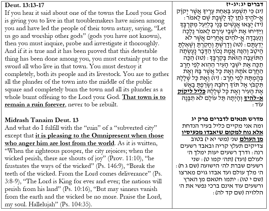 20. Instead, we find our first indication of God experiencing a positive reaction to the destruction in Midrash Tannanim re a subverted city lying in ruins: "it is pleasing to the Omnipresent when those who anger him are lost from the world"