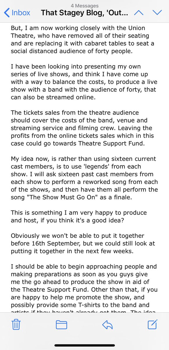 P.S. The other sad part is that I was still working to make this happen up to last month.And approaching venues including the Union Theatre. And liaising with Stacey Pedder from Raw PR. At no point was I told that the idea was already in motion, without me.