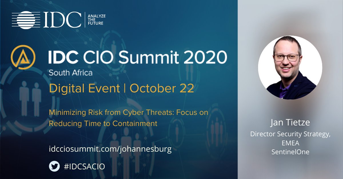 ramabhardi's tweet photo. Happy to announce our esteemed #speaker #JanTietze Director Security Strategy EMEA @SentinelOne at #IDCSACIOSummit #digitalevent on #Oct22
event info: https://t.co/LqBsctoo14
@IDC #IDCCIOSummit #CIOSummit #businesstransformation #IDCDigital #ai #CIO #ciso #CXO #IDCMEA #IDCSACIO https://t.co/WTYv5yRxOJ