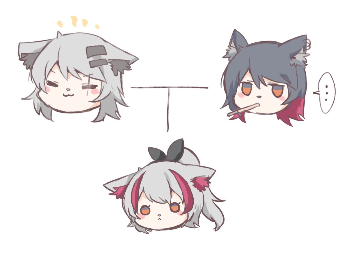 lappland (arknights) ,texas (arknights) multiple girls animal ears grey hair pocky ... black hair red hair  illustration images