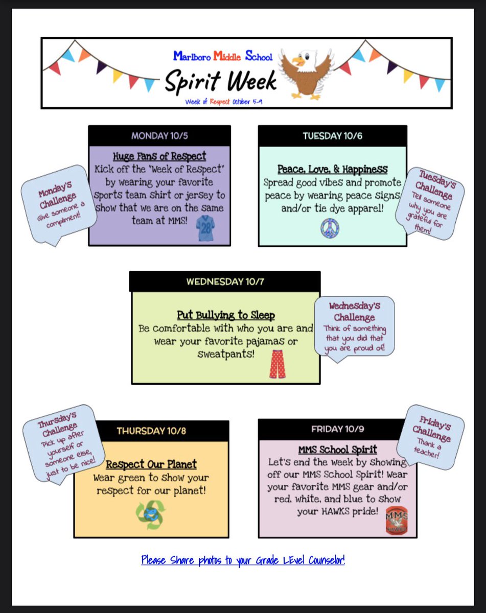 MrsCarrollMMS's tweet photo. It’s the Week of Respect and we are kicking it off with a Virtual Spirit Week 📣 I’m wearing my team jersey ... are you ?! @MarlboroMiddle https://t.co/hTb5EmKutP