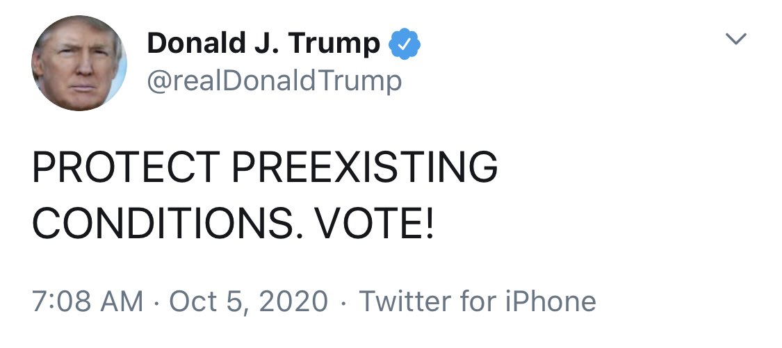 The administration in which Biden was VP created the protections for pre-existing conditions, and Biden wants to keep them. Trump is now trying to get the courts to kill the protections, along with the rest of Obamacare, and he has presented no replacement plan.