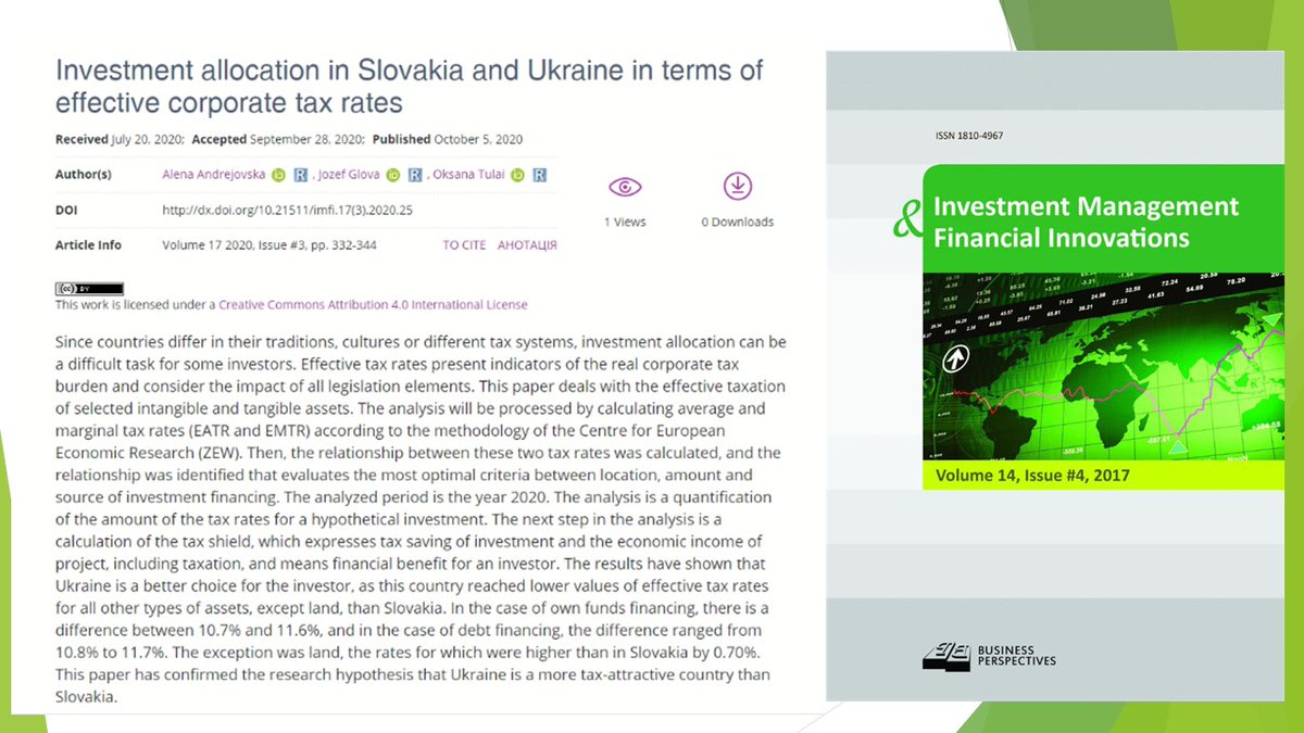 imfi_journal's tweet photo. π https://t.co/x2XJkqlvA7
π° Investment allocation in Slovakia and Ukraine in terms of effective corporate #tax rates
π€ Alena Andrejovska , Jozef Glova, Oksana Tulai
#capitalmobility, #corporatetaxation, #debtfinancing, #depreciation, #economicincome, #investmentproject, #tax https://t.co/WhVQ29QuMx