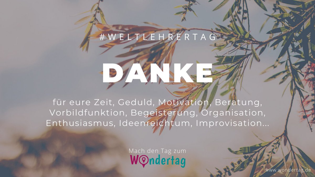 wonderzeit's tweet photo. Nicht nur zum heutigen #Weltlehrertag ein herzliches #Dankeschön und wir freuen uns, dass wir privat und beruflich schon so viele tolle Lehrer*innen kennenlernen konnten! Wie können wir euch auf https://t.co/N5oIaBI1vg in Zukunft unterstützen? https://t.co/xcpREioZJ2