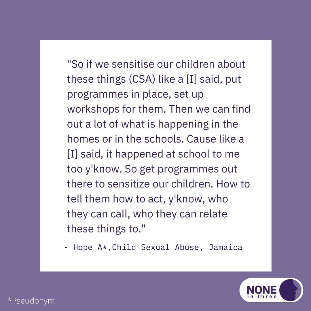 NoneinThree's tweet photo. These quotes from some of the participants in our research show the importance of education in tackling gender-based violence.
#Ni3Research #EndGBV #Ni3India #Ni3Jamaica #Ni3Uganda #Ni3UK #Ni3Centre https://t.co/uB8rK4pdfc