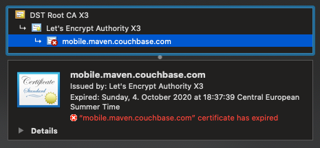 junghannes's tweet photo. @couchbase seems like your ssl certificate expired, can you please address &amp; fix this? https://t.co/rqNYMQUraI