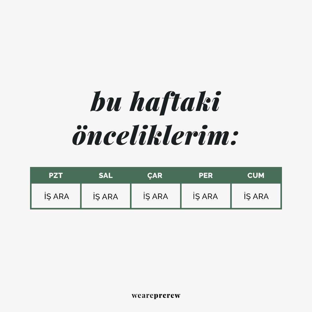 weareprcrew's tweet photo. Pazartesi’den Cuma’ya, öncelikler hep iş arama! 😣 Biliyoruz, durum bu! Ne eksik ne de fazla. 😕 Sektörümüz için adeta kanayan bir yara. Durdurmak için gösterilen her çabaya, PR Crew olarak destek oluyoruz daima! 💪🏻♥️
#weareprcrew #prcrew #halklailişkiler #publicrelations https://t.co/xpro4n5pt0