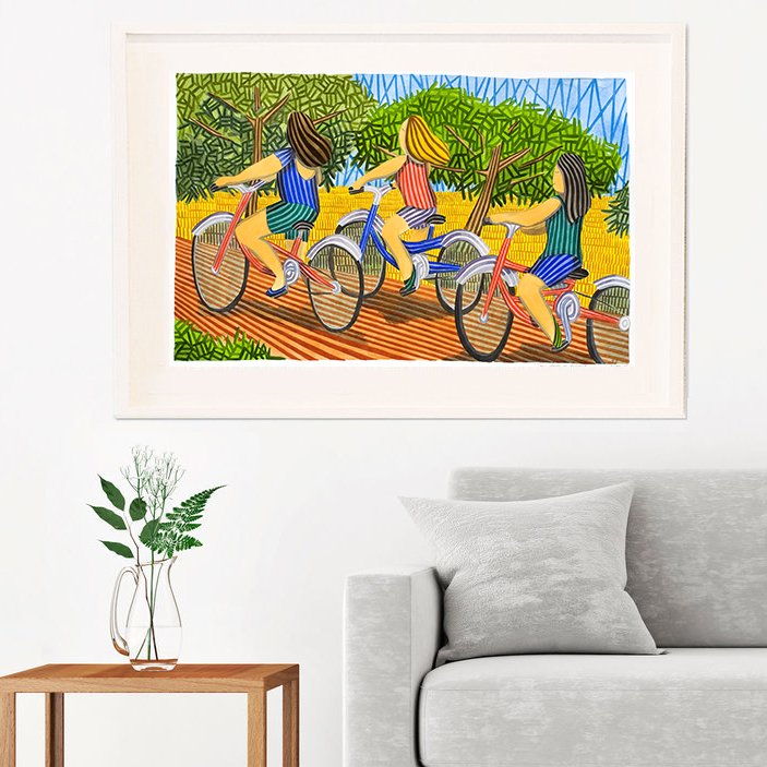 JavierOrtasArte's tweet photo. "Tres chicas en bicicleta" es una de mis obras publicadas en las tarjetas de arte de @MistletoeHouse.  Las tarjetas pueden encontrarse en galerías, librerías, tiendas, museos... del Reino Unido. #bicyclepainting #figurativeart #sportsart #sportspainting #greetingcards #artcards https://t.co/jIWi6XH1YB