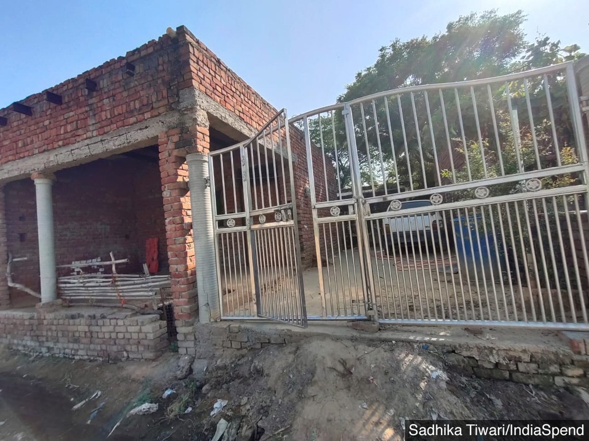 A walk through the village shows the distinction between well-constructed upper-caste houses, often with a car inside the tall metal gates, and the Dalit houses--on different sides of the village