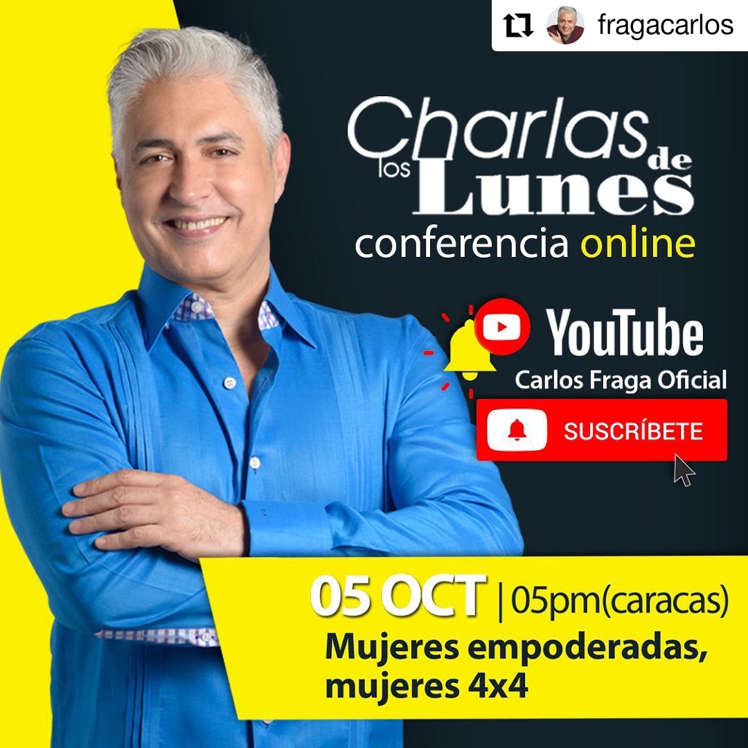 #Repost <a href="/fragacarlos/">CARLOS FRAGA</a>
• • • • • •
TEMAZOOOO! HOY!  a las 5 pm por mi canal de YouTube CARLOS FRAGA OFICIAL. Te suscribes y listo . Fácil y gratis!