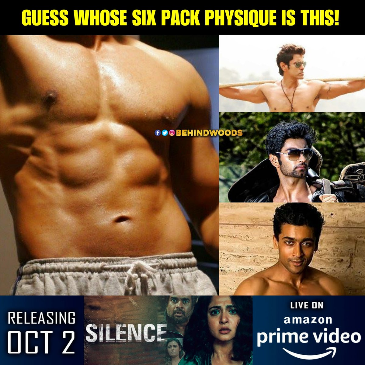 behindwoods's tweet image. Yaaroda six packs adhu? 🤔🔥

#Fitness #BehindwoodsPuzzle #QuarantineTimepass #SixPacks