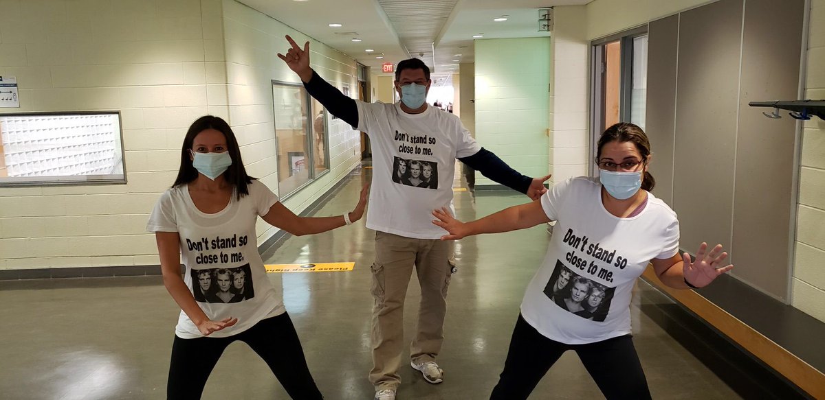 Chrisdipietro6's tweet photo. In case you didn’t know. The HPE team is here to tell you.... “Don’t  stand, Don’t stand, Don’t stand so close to me.” @AllSaintsTCDSB https://t.co/yTxB05L56Q