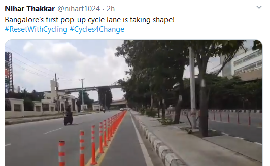 smartcitytumkur's tweet photo. So exited to see Cyclists on Road! Share your Opinion by seeing this Cycle Lane in Bengaluru. 
Do we need a cycle track like this in Tumakuru?
#Cycle2Freedom #changetumakuru #resetwithcycling #Cycle4Change 
@SmartCities_HUA @itdpindia @DULTBangalore https://t.co/vGX8ttoRmv