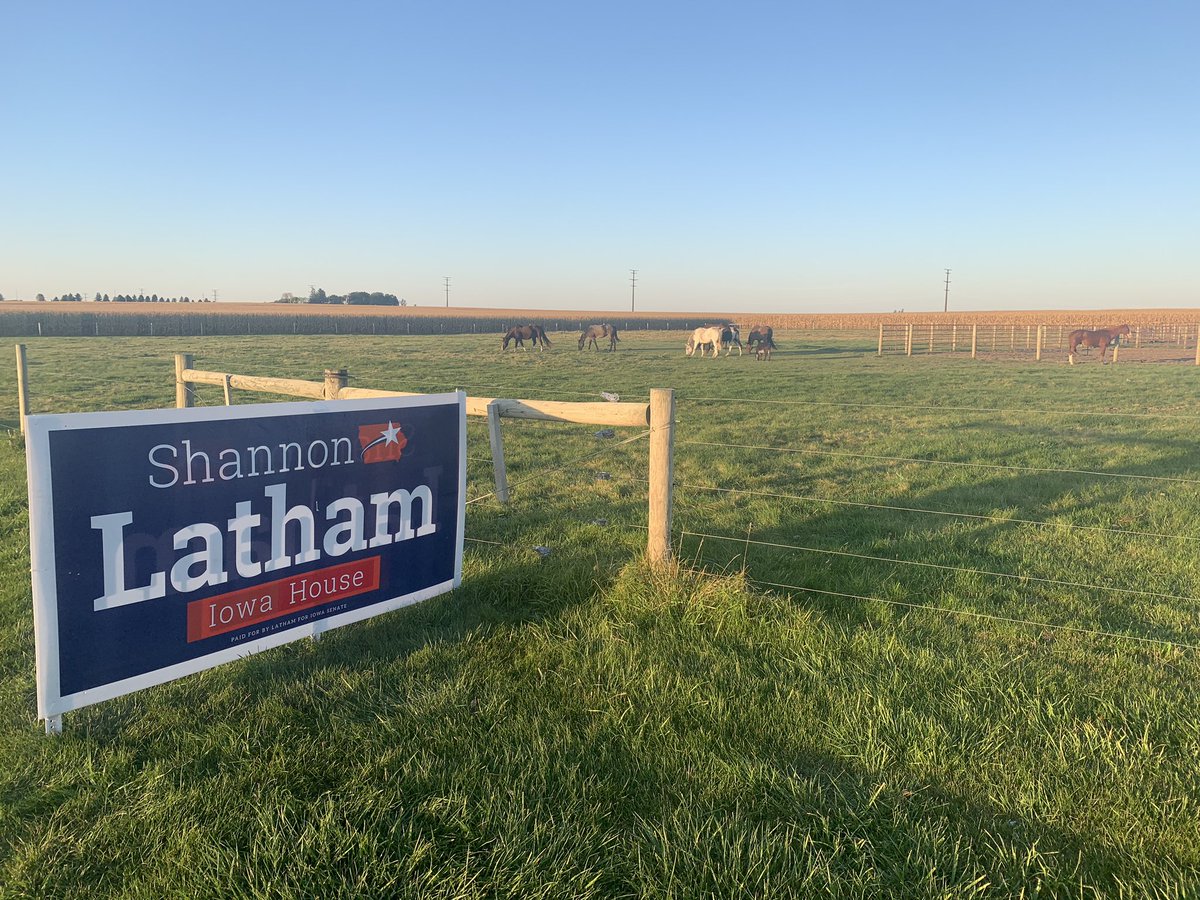 ShannonLathamIA's tweet photo. .@JohnLatham1 is putting up barn signs on his way to the office. Grassroots efforts are growing across House District 54 in North Iowa, and this momentum is energizing! I’m so appreciative of everyone who posts my campaign sign. #FriendofAg #HD54 #ialegis https://t.co/AJA33ZmnyY