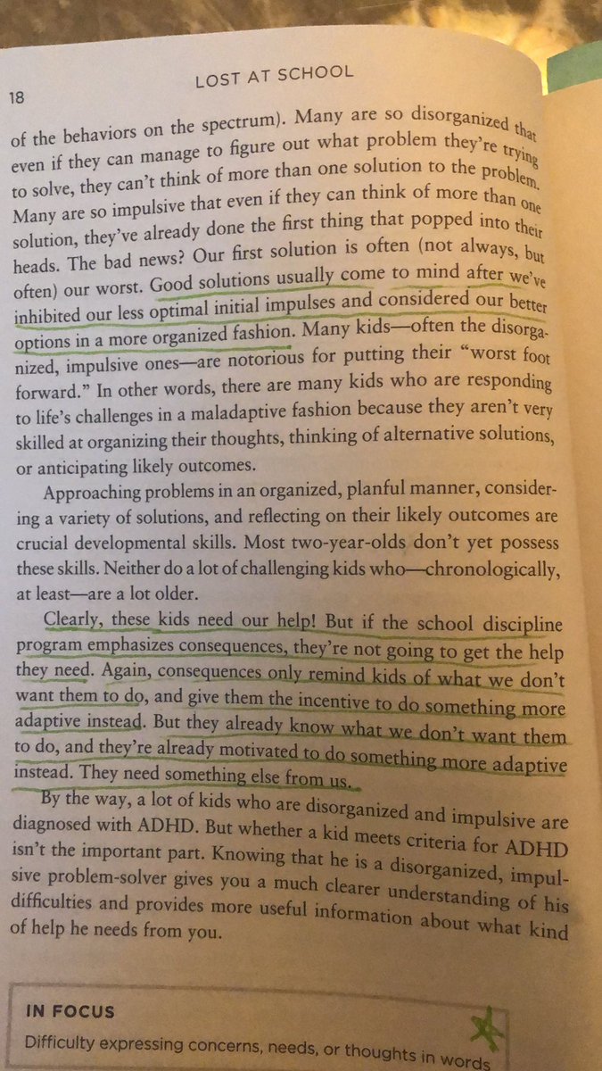this book continues to have me mind blown 🤯 💯 things I’ve never considered when teaching and should have! Great read for dealing with those challenging behaviors, teacher friends—total mindset shift!
[Lost At School by Ross Greene]