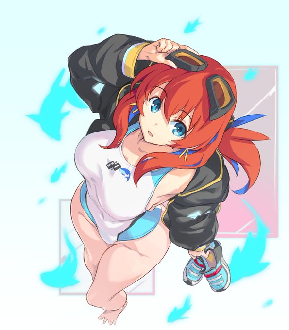 競泳水着多々星カイリさん～の
くじら?の首飾りが水着のロゴプリントっぽく見えてこれはこれでアリかなと思ったので差分作ってみた

https://t.co/v4vG01FN0F 