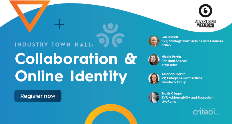 criteo's tweet photo. To find a truly impactful solution for identity, we need to engage in open &amp; honest collaboration. This Thursday @AdvertisingWeek we’ll dive deeper into the future of online identity, featuring speakers from @LiveRamp, @GoodwayGroup &amp; @eMarketer. #AW2020 https://t.co/mr5GT0DehY https://t.co/UkwXYKipdG