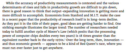 In terms of social forces, labor force participation is down, educational attainment is down, and it’s just getting harder to generate good ideas. All of this affects productivity. 8/