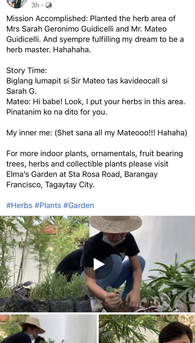 iSGfan's tweet photo. Matteo: "Hi babe! Look, I put your herbs in this area. Pinatanim ko na dito for you." 

Best husband ever ❤️ @JustSarahG @mateoguidicelli https://t.co/7h8odbcHAz