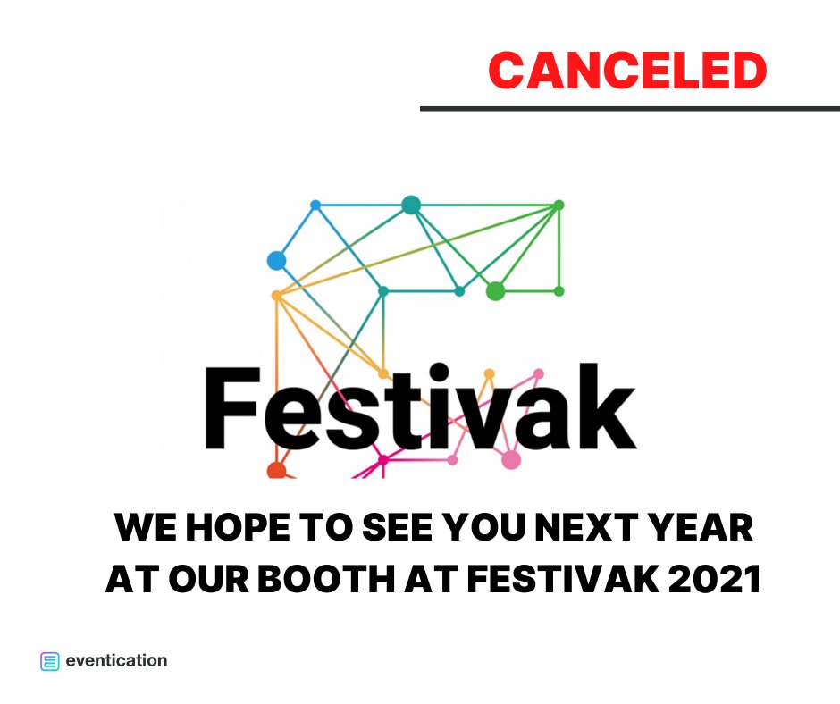 Eventication's tweet image. Unfortunately we just heard that festivak 2020 has been canceled.

We were really looking forward to presenting our new features to the general public.

Hopefully we will see each other at our festival booth in 2021!