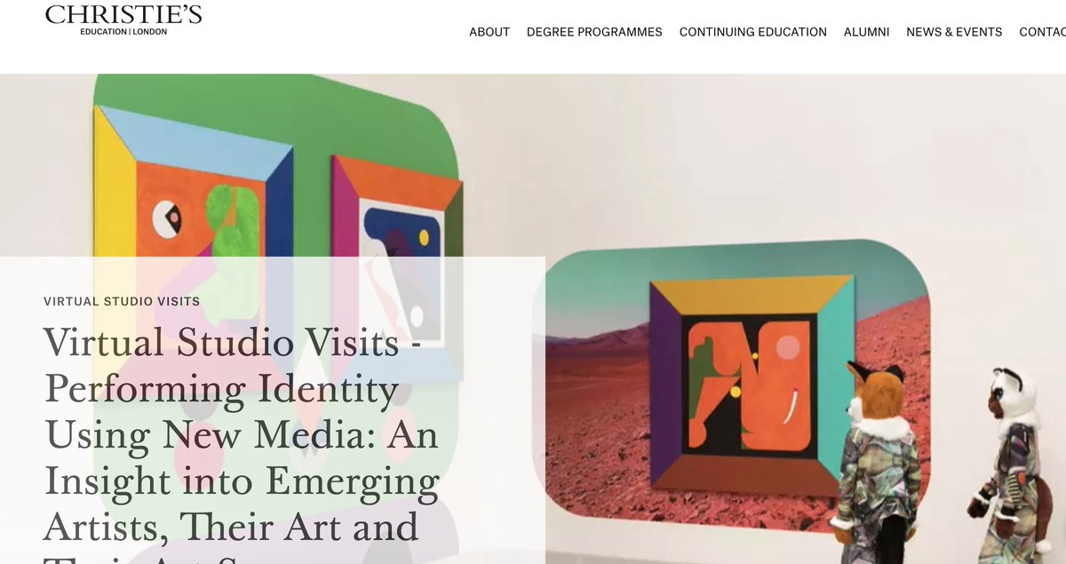 Can’t wait to host virtual studio visits with this all-star artist lineup: Harold Offeh, Hardeep Pandhal, Ad Minoliti, Pio Abad, Patricia Domínguez, &amp; Lydia Ourahmane! Sign up now for the Christie's course and get to know them. 

More details and to book: bit.ly/2SqQeIL