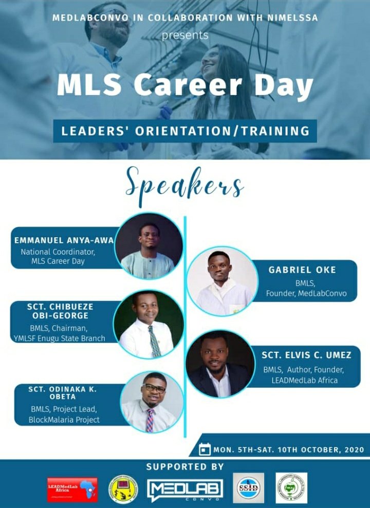Medlabconvo's tweet photo. The campus coordinators for the MLS Career Day have been selected and onboarding sessions start today!
We are delighted to have five amazing speakers who will be exposing them to the rudiments on how to carry out their roles effectively. #LetsTalkMedLab https://t.co/aV4BJRWsr9