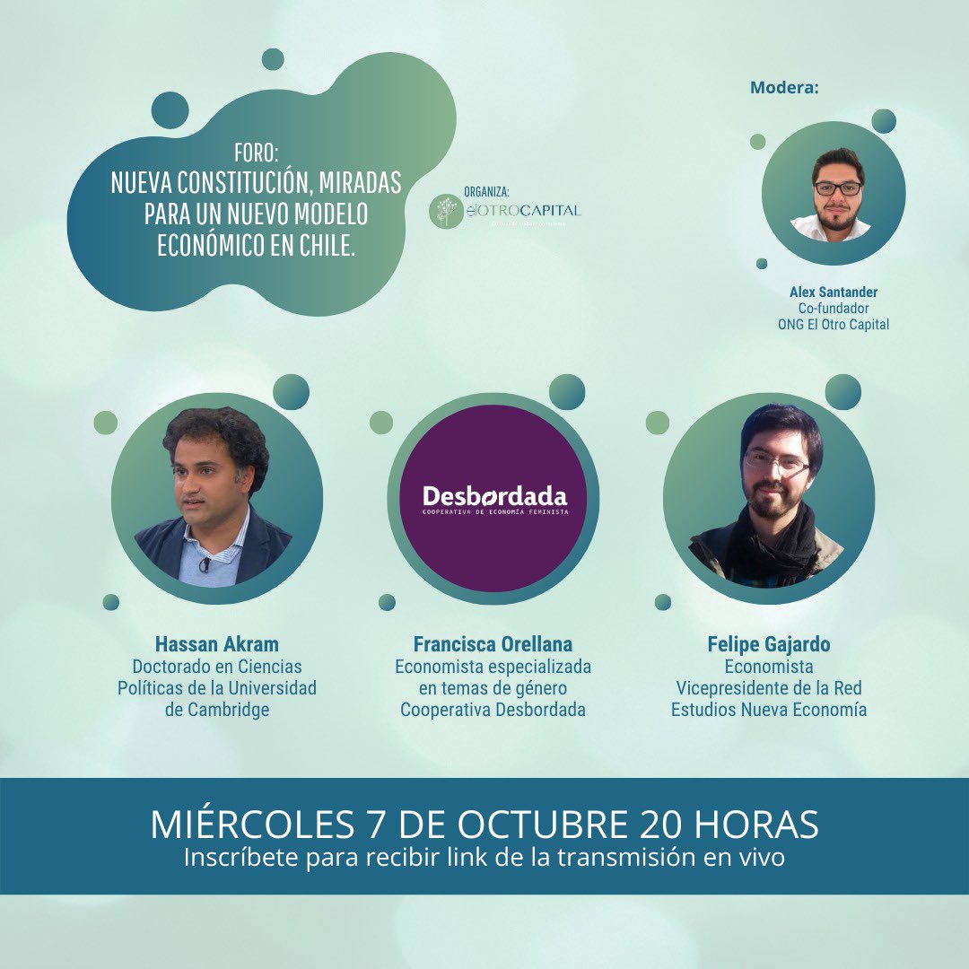 EsNuevaEconomia's tweet photo. Compartimos actividad organizada por ONG El Otro Capital en donde participará nuestro compañero @Pipegajardo 🔥 este miércoles a las 20 hrs 💪🏽 link de inscripción 👉🏽 https://t.co/IcIMyF0CiA https://t.co/oJWOac7UKA