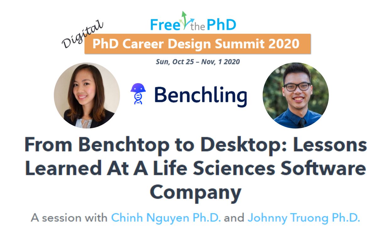 benchling's tweet photo. Benchling is partnering with @FreethePhD on their Career Design Summit to empower PhDs to explore and navigate career options. Register now to hear how two PhDs at Benchling transitioned from academia to tech. https://t.co/y6aFw9C2QC #FreethePhD #FTPsummit2020 #phdchat https://t.co/z00crpm0Vr