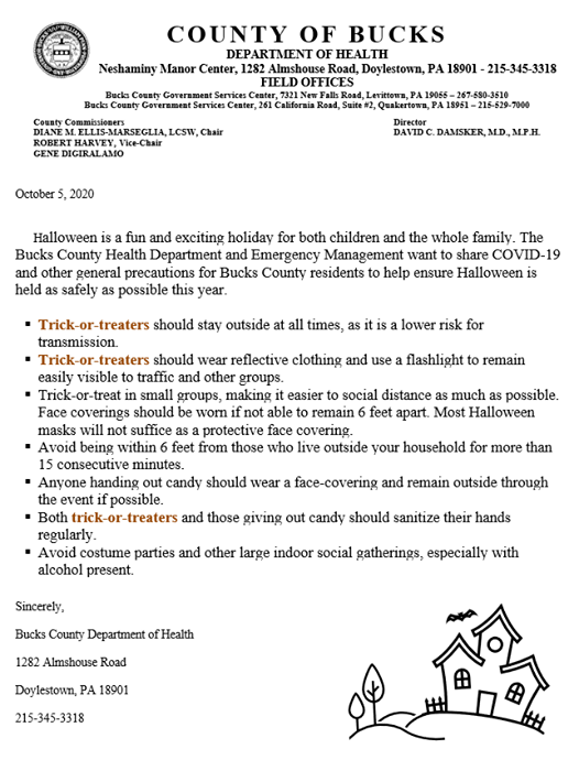 WarminsterGOP's tweet photo. Halloween tips from the Bucks County Department of Health. https://t.co/fCIEyvnODJ