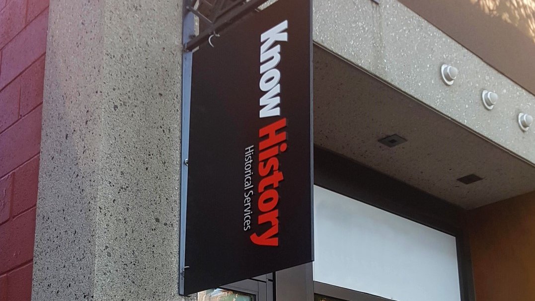 The sign is finally up at @KnowhistoryCDN's new Calgary office. This comes after a three year journey which included stints in a shared office space, a co-working space, and a historic house prior to it being picked up and relocated. They're also hiring! bit.ly/30xSPFk